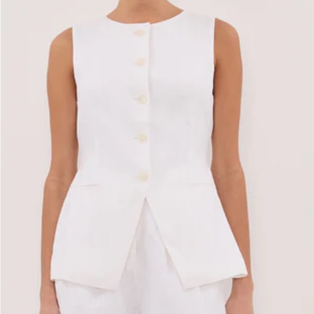 DISSH ALESSIA WHITE LINEN VEST NWT